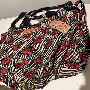 Betsy Johnson purse zebra stripe cherry pattern